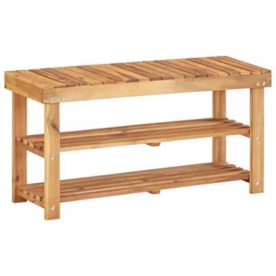 Vidaxl Shoe Rack 35.4"x12.5"x18.1" Solid Acacia Wood, 45931 In Brown