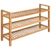 Vidaxl Shoe Rack With 3 Shelves Solid Oak Wood 39.4"x10.6"x23.4", 244209