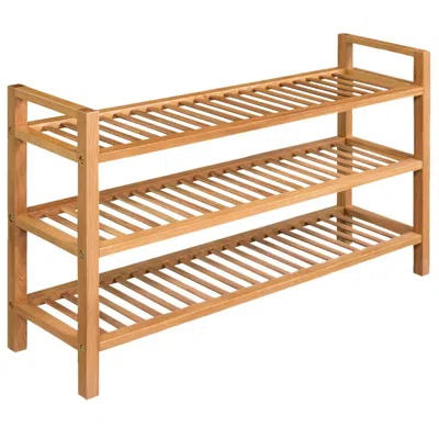 Vidaxl Shoe Rack With 3 Shelves Solid Oak Wood 39.4"x10.6"x23.4", 244209 In Neutral