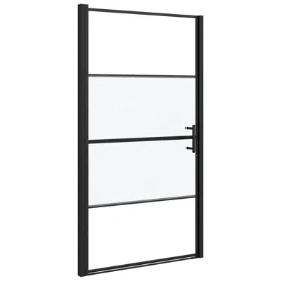Vidaxl Shower Door 39.4" X 70.1" Half Frosted Tempered Glass In Black