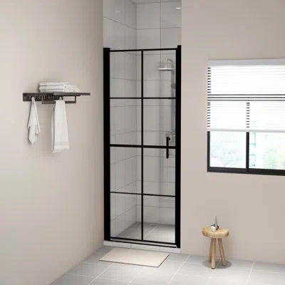 Vidaxl Shower Door Shower Enclosure Screen For Bathroom Tempered Glass Black