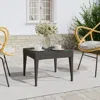 Vidaxl Side Table Black 19.7"x19.7"x15" Poly Rattan And Tempered Glass