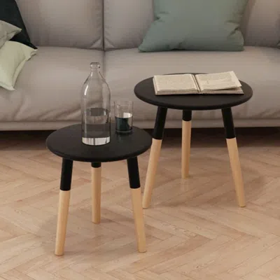 Vidaxl Side Table Set 2 Pieces Solid Pinewood Black, 244735 In Brown