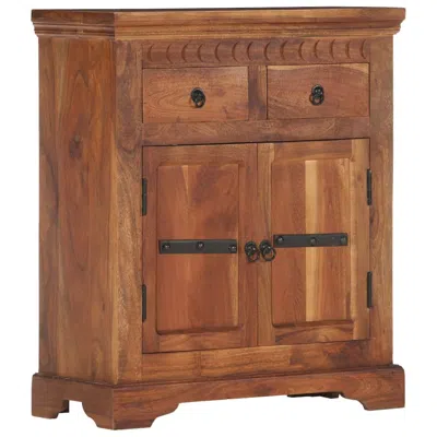 Vidaxl Sideboard 24.8"x11.8"x29.5" Solid Acacia Wood, 248005 In Brown