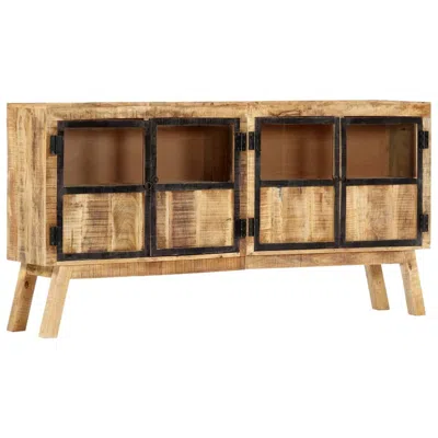 Vidaxl Sideboard Brown And Black 63"x11.8"x31.5" Solid Rough Mango Wood, 247994
