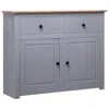 Vidaxl Sideboard Gray 36.6"x15.7"x31.5" Solid Pinewood Panama Range, 282698