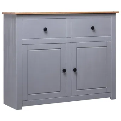 Vidaxl Sideboard Gray 36.6"x15.7"x31.5" Solid Pinewood Panama Range, 282698