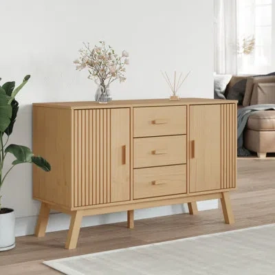 Vidaxl Sideboard Olden Brown 44.9"x16.9"x28.9" Solid Wood Pine