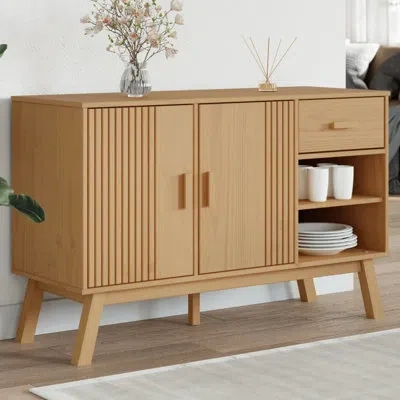 Vidaxl Sideboard Olden Brown 44.9"x16.9"x28.9" Solid Wood Pine