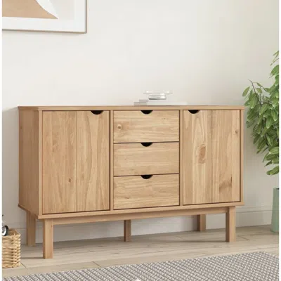 Vidaxl Sideboard Otta 44.7"x16.9"x28.7" Solid Wood Pine In Brown
