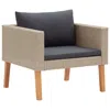 Vidaxl Single Garden Sofa With Cushions Poly Rattan Beige, 310219