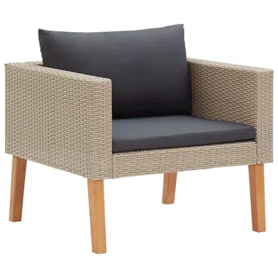 Vidaxl Single Garden Sofa With Cushions Poly Rattan Beige, 310219 In Neutral