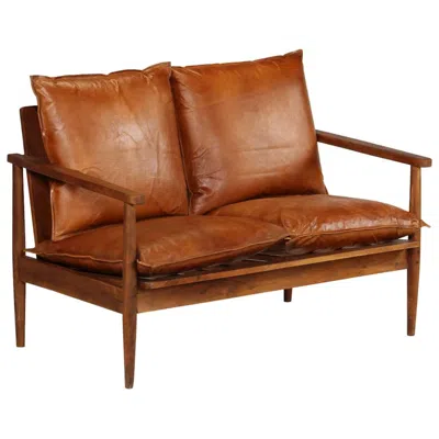 Vidaxl Sofa Brown Goat Leather 2-seater Durable Sofa Rectangular