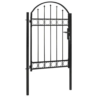 Vidaxl Sojitra Arched Top Fence 3' X 5' (1m X 1.5m) Metal Gate In Black