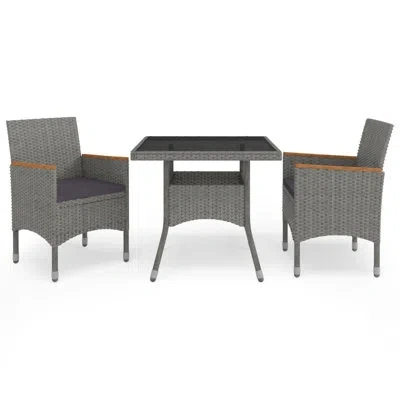 Vidaxl Square 2 - Person Bistro Set With Cushions In Gray