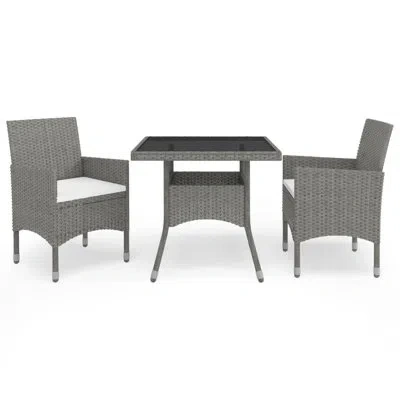 Vidaxl Square 2 - Person Bistro Set With Cushions In Gray