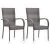 Vidaxl Stackable Outdoor Chairs 2 Pcs Gray Poly Rattan, 46464