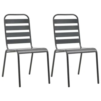 Vidaxl Stackable Outdoor Chairs 2 Pcs Steel Gray, 44257