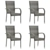 Vidaxl Stackable Outdoor Chairs 4 Pcs Gray Poly Rattan, 310085