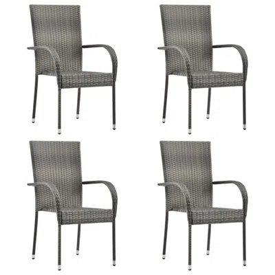 Vidaxl Stackable Outdoor Chairs 4 Pcs Gray Poly Rattan, 310085 In Black