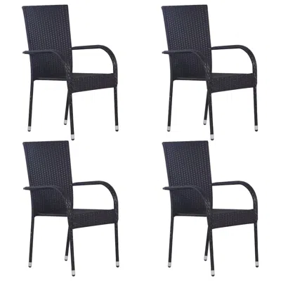 Vidaxl Stackable Outdoor Chairs 4 Pcs Poly Rattan Black, 310084