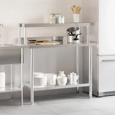 Vidaxl Stainless Steel 43.3'' L X 21.7'' W X 47.2'' H Work Table In Silver