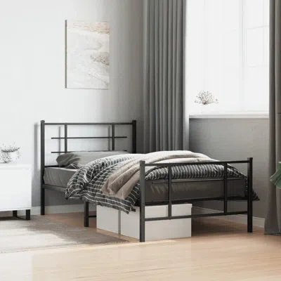 Vidaxl Stainless Steel Open-frame Bed In Black