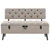 Vidaxl Storage Bench Cream Engineered Wood 43.3 Inches Storage Bench