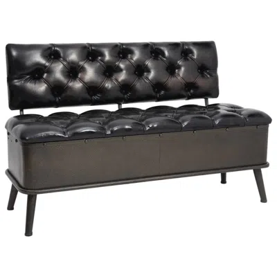 Vidaxl Storage Bench With Backrest 43.3" Black Faux Leather