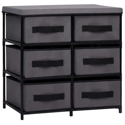 Vidaxl Storage Cabinet With 6 Drawers 21.7"x11.4"x21.7" Gray Steel
