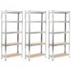 Vidaxl Storage Shelves 3 Pcs Silver 29.5"x11.8"x67.7" Steel And Mdf, 144272