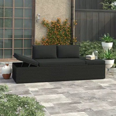 Vidaxl Sun Bed With Cushions Poly Rattan Black, 46224