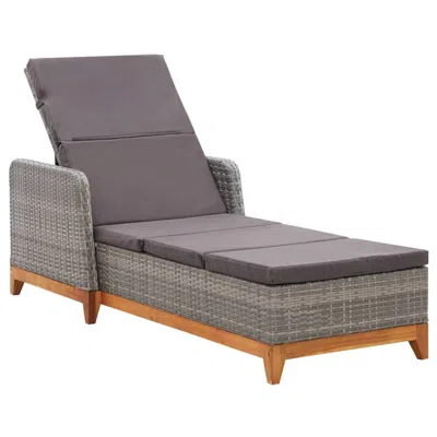 Vidaxl Sun Lounger Poly Rattan And Solid Acacia Wood Gray, 46013
