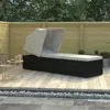 Vidaxl Sun Lounger With Canopy And Cushion Poly Rattan Cream White, 46246