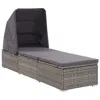 Vidaxl Sun Lounger With Canopy And Cushion Poly Rattan Gray, 46248