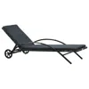 Vidaxl Sun Lounger With Cushion & Wheels Poly Rattan Anthracite, 47746