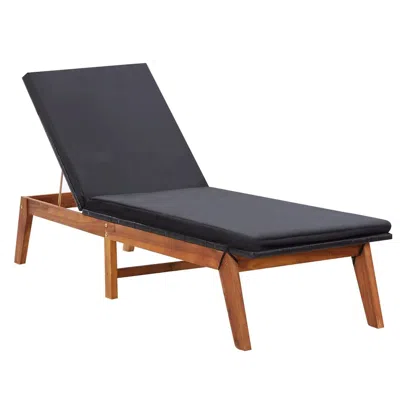 Vidaxl Sun Lounger With Cushion Poly Rattan And Solid Acacia Wood, 45990 In Brown