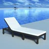 Vidaxl Sun Lounger With Cushion Poly Rattan Black, 42846