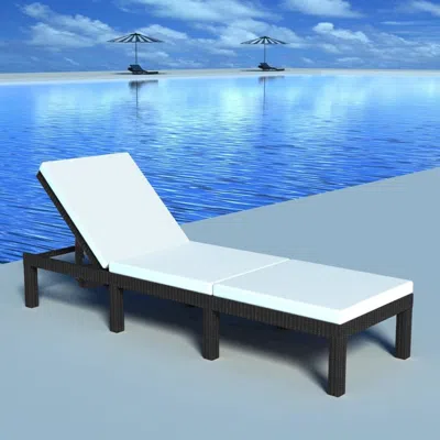 Vidaxl Sun Lounger With Cushion Poly Rattan Black, 42846 In White