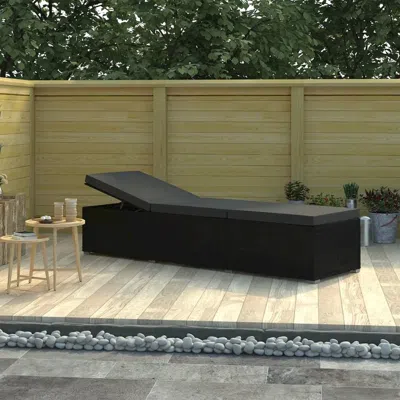 Vidaxl Sun Lounger With Cushion Poly Rattan Black, 46221