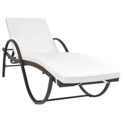 Vidaxl Sun Lounger With Cushion Poly Rattan Brown, 42883 In White