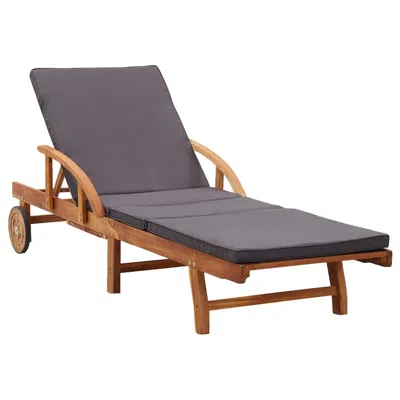 Vidaxl Sun Lounger With Cushion Solid Acacia Wood, 46026 In Red
