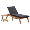 Vidaxl Sun Lounger With Table Poly Rattan And Solid Acacia Wood, 45991