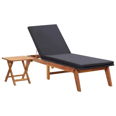 Vidaxl Sun Lounger With Table Poly Rattan And Solid Acacia Wood, 45991 In Brown