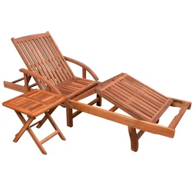 Vidaxl Sun Lounger With Table Solid Acacia Wood, 42594 In Brown