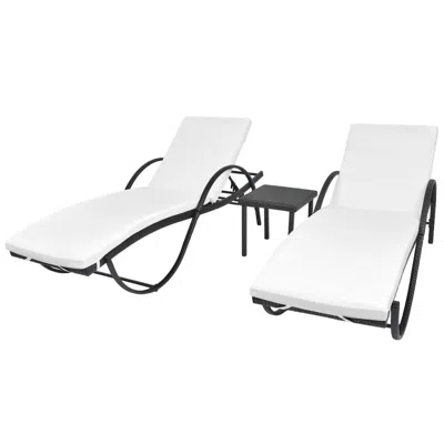Vidaxl Sun Loungers 2 Pcs With Table Poly Rattan Black, 274869 In White