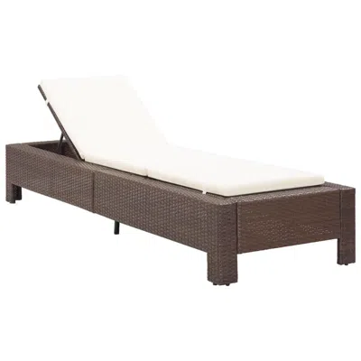 Vidaxl Sunbed With Cushion Brown Poly Rattan, 46235 In Gray