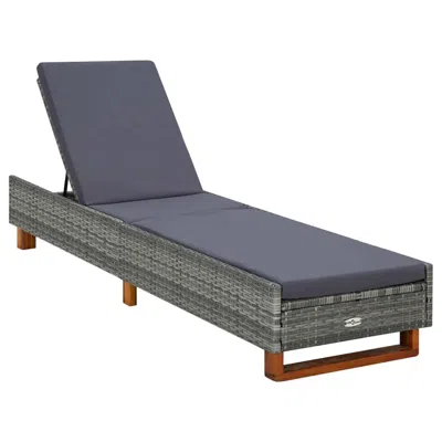 Vidaxl Sunbed With Cushion Poly Rattan Gray 0473
