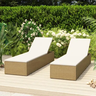 Vidaxl Sunlounger Poly Rattan Brown And Cream White