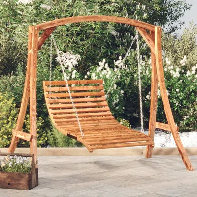 Vidaxl Swing Bed Solid Bent Wood With Teak Finish 45.3"x57.9"x18.1" In Brown